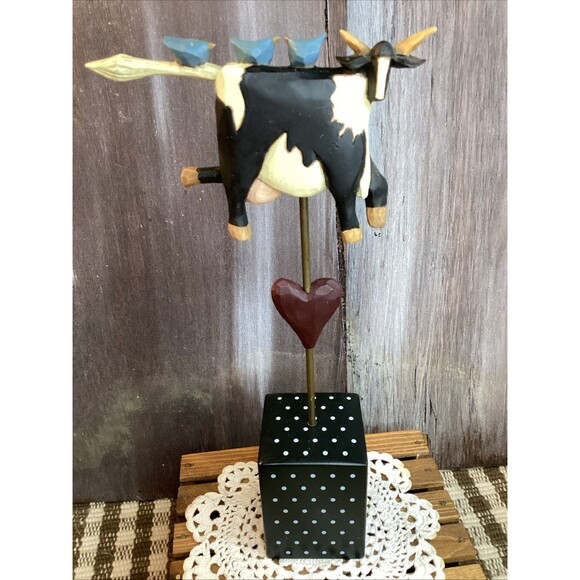 Williraye Studio Folk Art Cow On Stick With Birds WW1412 Weathervane 1996 - Picture 4 of 13